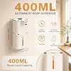 Distributeur Savon Automatique de Mouvement Infrarouge 400ML, 6 Vitesses | Distributeur Savon Mousse Blanc, Rechargeable par USB, Étanche IPX5 pour Salle de Bain, Cuisine, Bureau, Hotel, Toilettes
