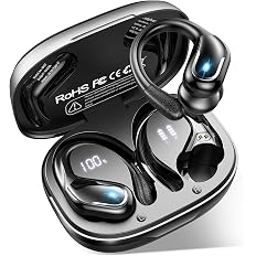 Ecouteurs Bluetooth Sans Fil Sport, 75H Autonomie, Son Personnalisé via App | Oreillette Bluetooth 5.4, Son HiFi 14,2 mm, 4 Mic ENC, IPX8 Étanche, Charge Rapide USB-C, LED Display,Anti-Chute pour Running